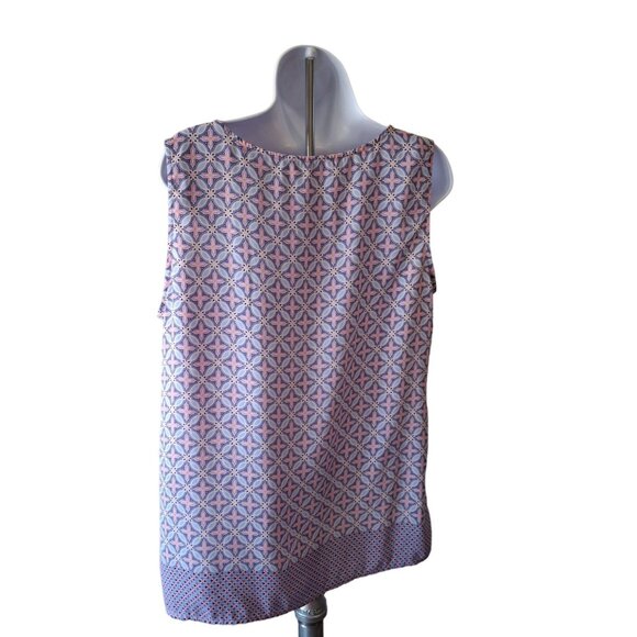 Talbots Womens Tank Top L Pink Purple Sleeveless Geometric Print Preppy - Picture 2 of 7